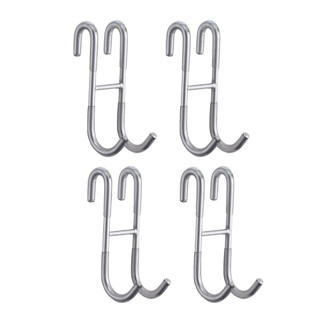 4PCS Stainless Steel S-Type Double Hooks for Kitchen Bathroom Closet Hanging