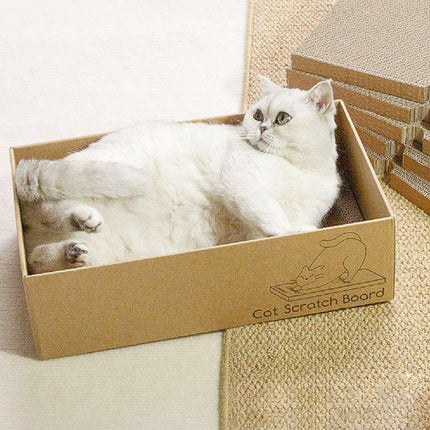 Eco-Friendly Corrugated Cardboard Cat Scratcher Cartoon Design and Play Hole