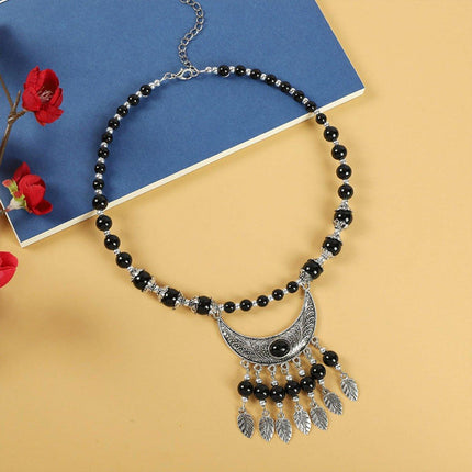 Vintage Ethnic Crescent Leaf Fringe Headpiece Forehead Chain Boho Fashion