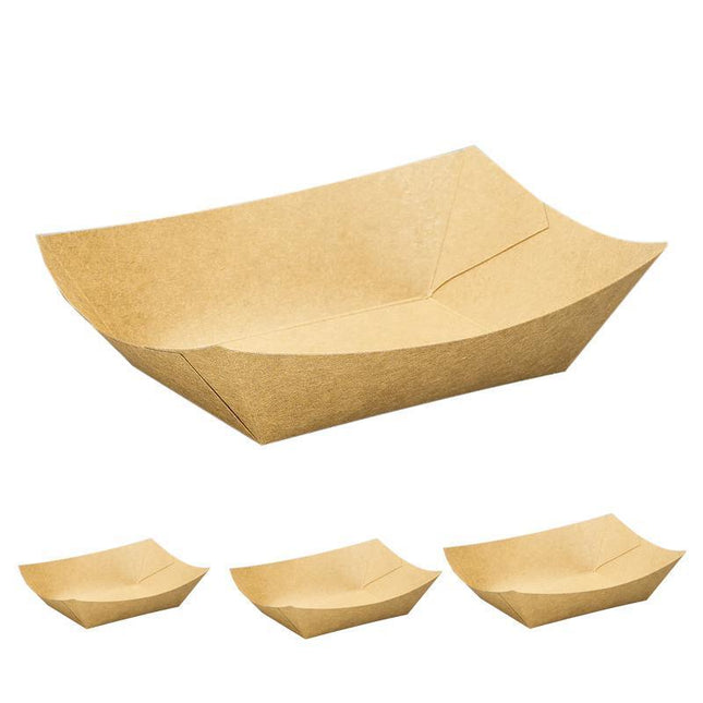 Kraft Paper Boat Tray Biodegradable Multi Size Serving Food Safe Fries Rice Deli Aimall
