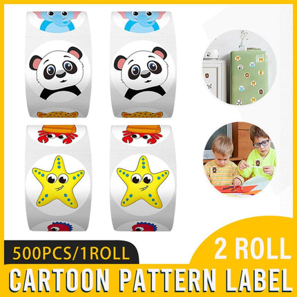 2 Rolls Animal Thank You Stickers for Toy Packaging and Decorative Gift Labelling