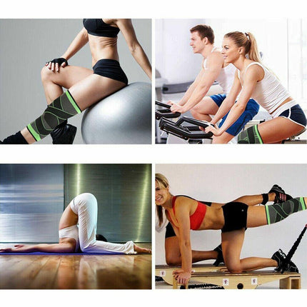 3D Weaving Knee Brace Breathable Sleeve Support Running Jogging Joint Pain Leg Green - Aimall