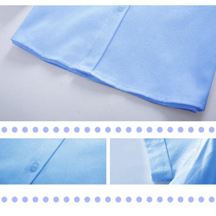 Boys Children's Kids Blue Short Sleeve School Shirt Open Neck With Lay Back Collar - Aimall