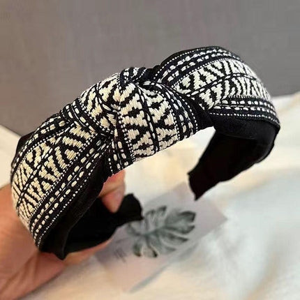 Women Lady Retro Boho Embroidery Cotton Wide Hair Headband Head Wrap Band hoop - Aimall