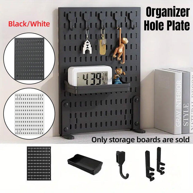 Clip-On Vertical Hole Board Desktop Organizer Punch-Free Office Partition Shelf