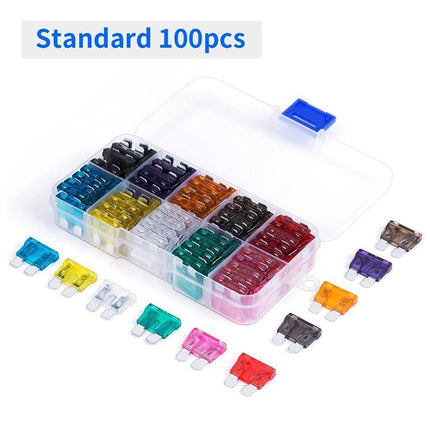 100 Standard Blade Auto Car Assorted Fuses Assortment Kits Sets 2A-35A With Box - Aimall