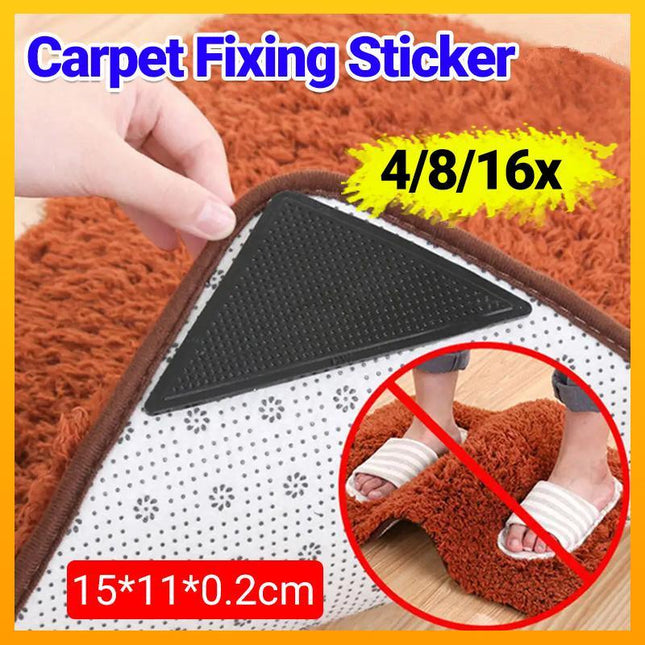 4/8/16PCS Carpet Mat Grippers Anti Slip Rubber Rug Sticker Skid Tape Reusable - Aimall