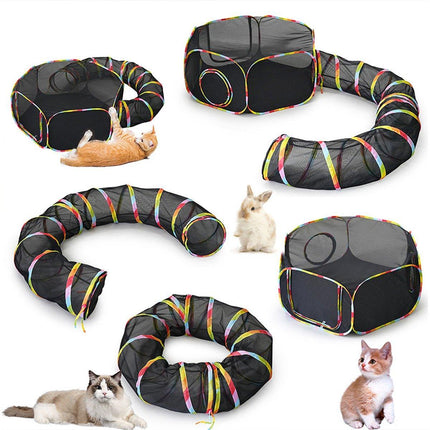 Collapsible Cat Tunnel Interactive Drill Bucket Fun Pet Toy for Cats Indoor Play