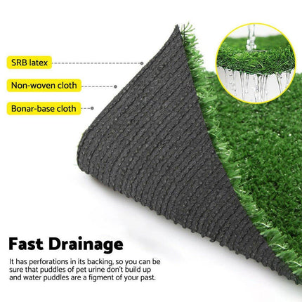 Primeturf Artificial Grass Synthetic Fake 2m x 5m Turf Plant Plastic Lawn 15mm