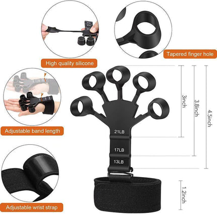 Finger Exerciser Strength Gripper Forearm Trainer Hand Grip Strengthener Therapy - Aimall
