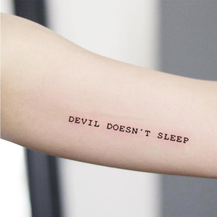 Devil Does Not Sleep English Tattoo Darkly Temporary Body Art Sticker Waterproof - Aimall