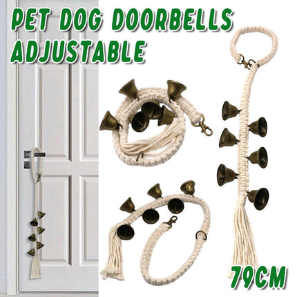 Adjustable Doorbell Hanging Rope Dog Training Bell Cat Teasing Braided Trainer