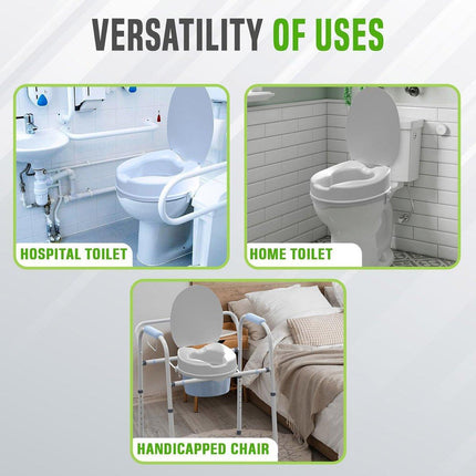 Adjustable Raised Toilet Seat Riser for Elderly Pregnant Women and Mobility Support