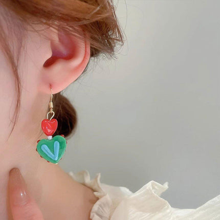 Vintage Contrasting Love Earrings Fashion Jewelry Women Romantic Accessories