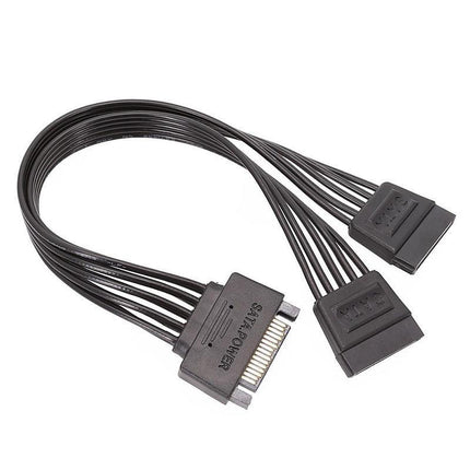 15 Pin SATA Power Y-Splitter Cable Adapter Extension 1 Male to 2 Female for HDD - Aimall