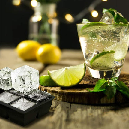 8 Grids Whiskey Silicone Maker Ice Cube Tray Mould Large Mold Giant Square Black - Aimall
