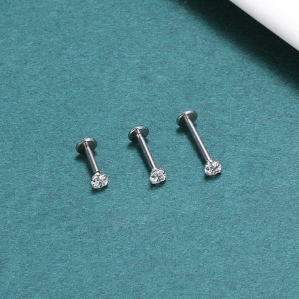 Stainless Steel Four Claw Zirconia Lip Stud Earrings Hypoallergenic Body Jewelry