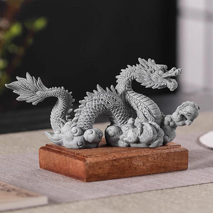 Imitation Lapis Lazuli Dragon Ornament Garden Fish Tank Aquascape Chinese Decor