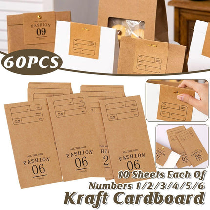 60PCS Folded Kraft Paper Biscuit Kraft Cardboard paper Creative Decorative Paper