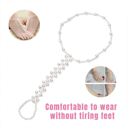 Womens Braided Anklet with Imitation Pearls Adjustable Fashion Anklet Jewelry