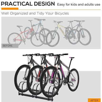 3 Bike Floor Parking Rack Instant Storage Stand Bicycle Cycling Portable