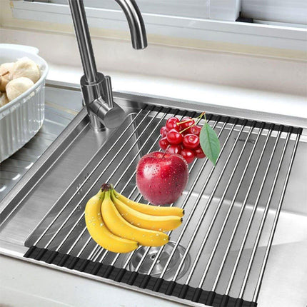 Multifunctional Stainless Steel Draining Rack Folding Sink Organizer for Kitchen