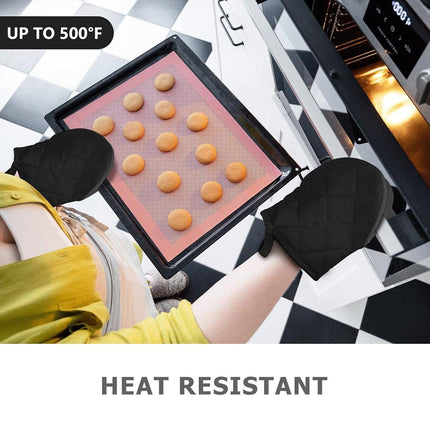 1 Pair Non Slip Oven Mitts Heat Resistant Baking Gloves for Kitchen and Cooking
