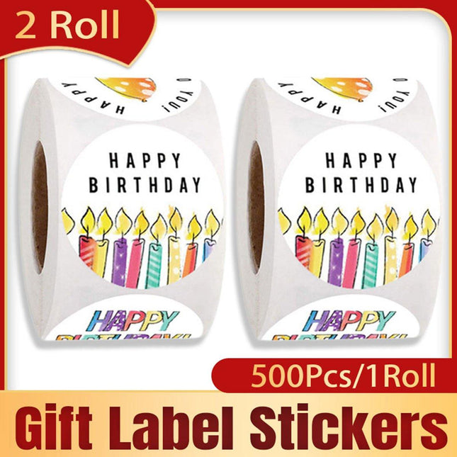2 Rolls Happy Birthday Stickers Labels Gift Wrapping Decoration Party Supplies