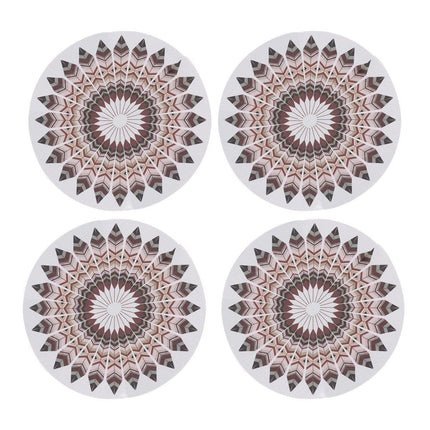 4PCS Bohemian Round Heat Resistant Dine Mat Anti Scalding Western Table Mat Set