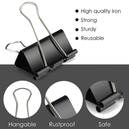 20PCS Black Bulldog Foldback Clips Document Paper Clamps Multiple sizes - Aimall