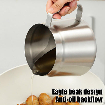 1500ml Stainless Steel Oil Filter Pot Oil Strainer for Kitchen Cooking Frying