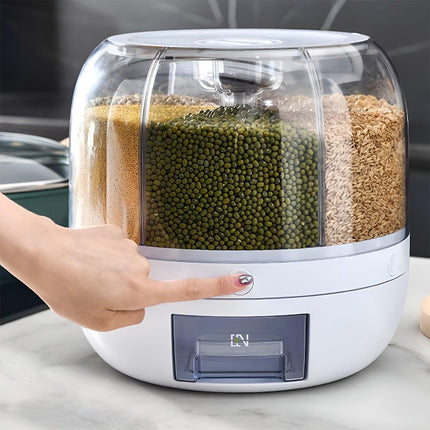Rotating Cereal Dispenser Grain Storage Box Kitchen Food Container Rice Holder