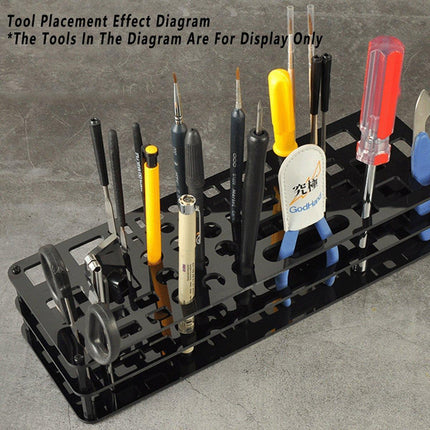 45-Hole Screwdriver Rack Acrylic Tool Stand Desk Tool Holder Work Bench Organizer