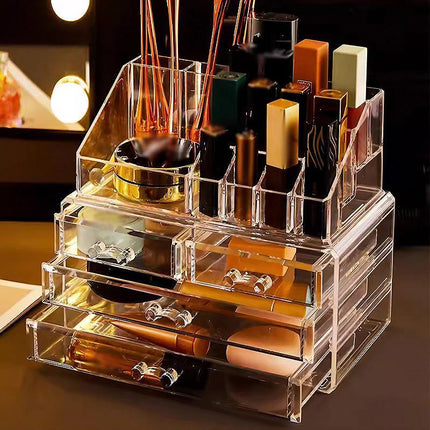 Holder Cosmetic Makeup Organiser 4 Drawer Storage Jewellery Box Clear Acrylic - Aimall
