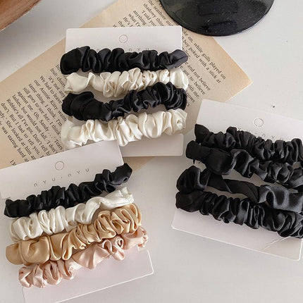 4Pcs/Set Silk Satin Small Scrunchies Ponytail Hair Ties Hair Rope Rubber Bands - Aimall