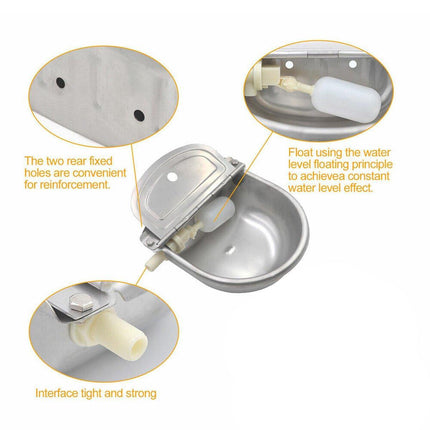 Automatic Stainless Steel Water Bowl 4L Auto Fill Drinking Trough for Animals