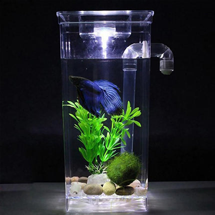 Small Fish Tank Self Cleaning Aquarium Complete Kit with Light Gravity Clean - Aimall