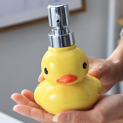 Cartoon Yellow Duck Ceramic Hand Sanitizer Lotion Bottle Press Dispenser Pump
