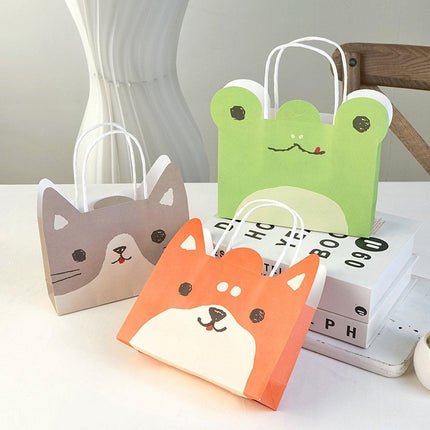 20PCS Cute Animal Shaped Gift Bags Kraft Paper Candy Bags Party Favour Tote Bags