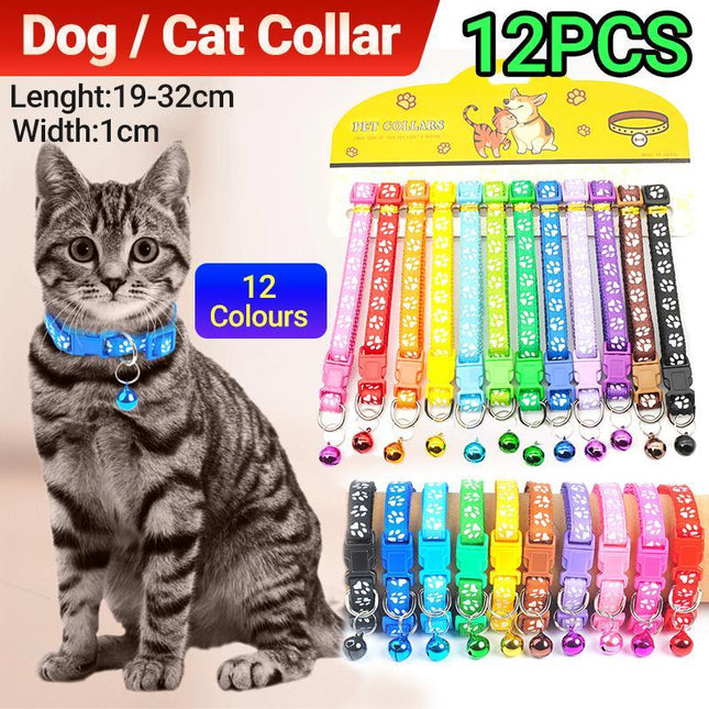 12 PCS Adjustable Whelping ID Collars with Bells - Aimall