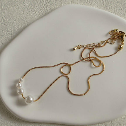 Simple Pearl Necklace with Four Small Elegant Pearls Classic Jewelry Gift