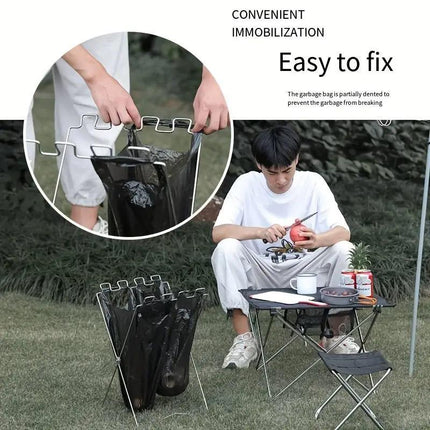 Outdoor Portable Folding Trash Bag Holder Rack for Home Kitchen and Camping Use
