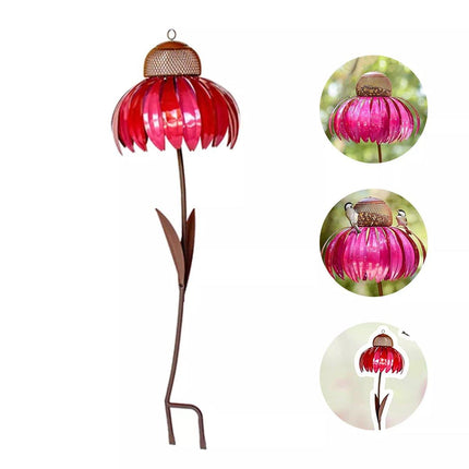 Decorative Metal Flower Garden Bird Feeder Outdoor Hanging Birdseed Feeder