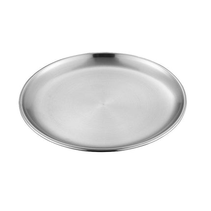 6pcs Stainless Steel Round Dinner Plate Tray Set for Home Kitchen Serving Plates