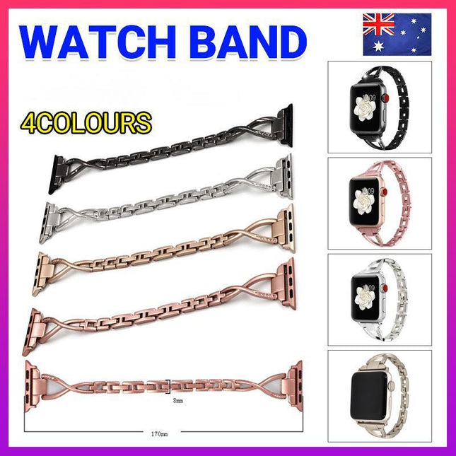 Apple Watch Series 6 5 4 3 2 SE Bling Stainless Steel Bracelet iWatch Band Strap 38/40/41MM - Aimall