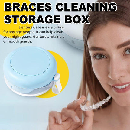 Blue Braces Cleaning Organiser Soak Box Portable Toothbrush Holder for Oral Care
