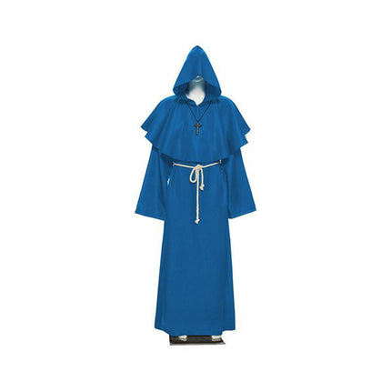 Medieval Friar Hooded Robe Monk Cross Necklace Renaissance Cosplay Costume AU - Aimall