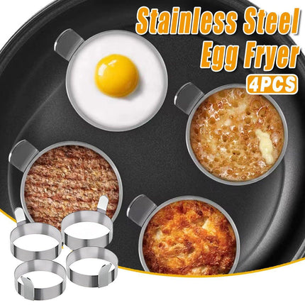 4pcs Stainless Steel Round Egg Omelette Mould Frying Ring Pancake Maker Tool