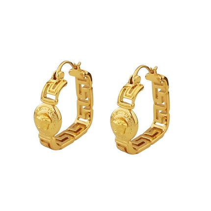 Vintage Matte Medusa Portrait Coin Earrings Elegant Fashion Jewelry for Women
