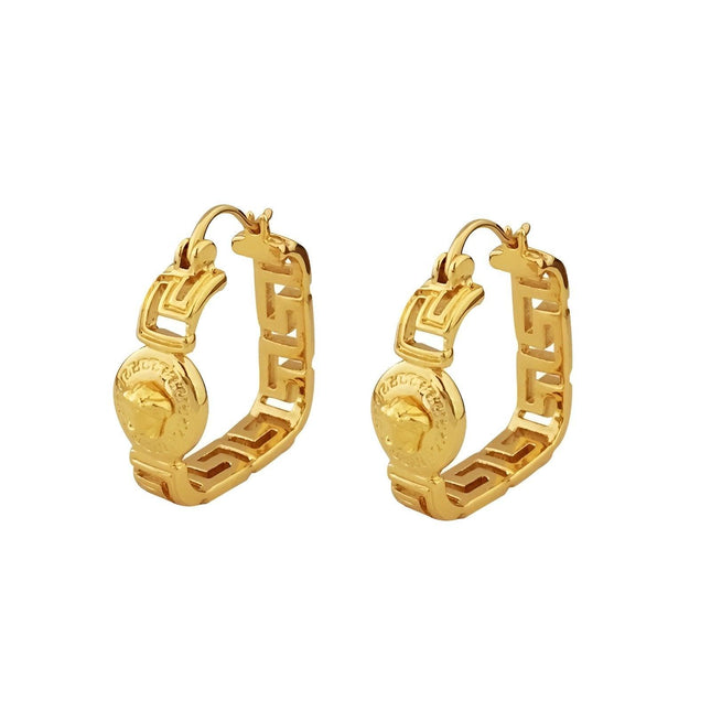 Vintage Matte Medusa Portrait Coin Earrings Elegant Fashion Jewelry for Women